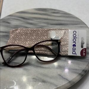 Foster Grant Burgundy Reading Glasses with Patterned Case